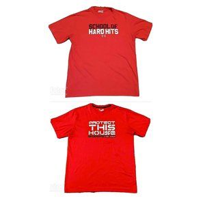 2 Pack Under Armour Mens Football Protect This House/School of Hard Hits T-Shirt